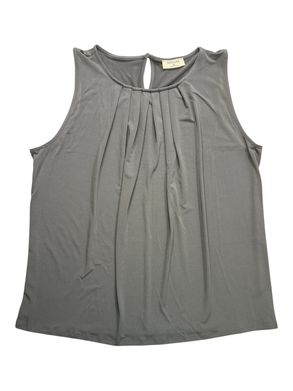 ZENANA Sleeveless Pleated Neck Blouse | Size 2X | Black